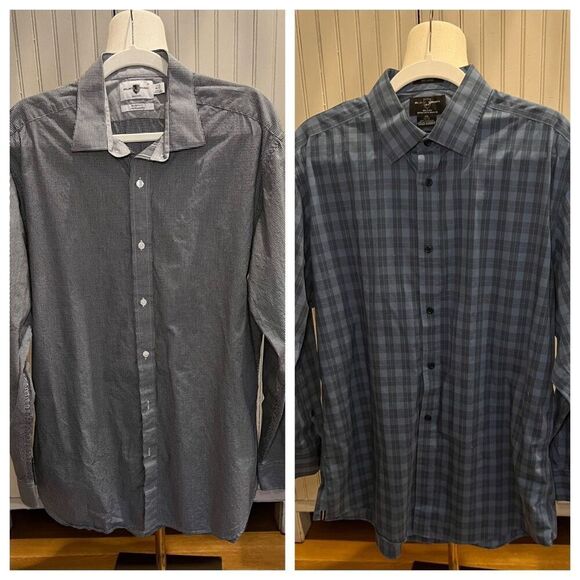 Lot of 2 Black Brown 1826 tailored fit button down shirts - Picture 1 of 13